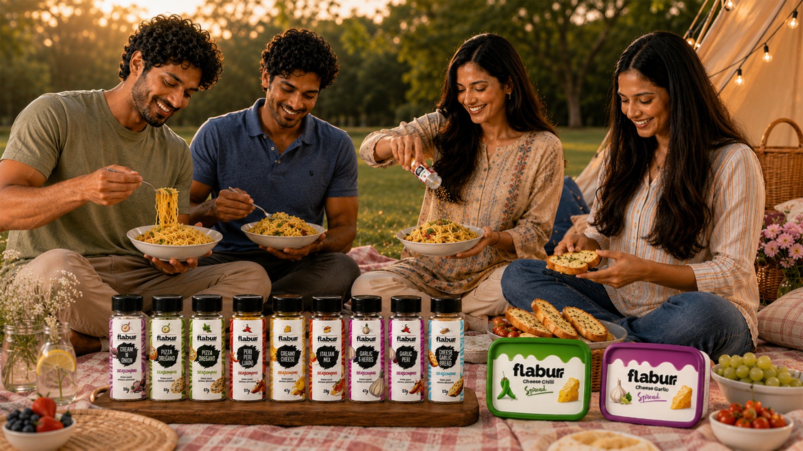 Flaburr co-founders preparing signature blends in the kitchen